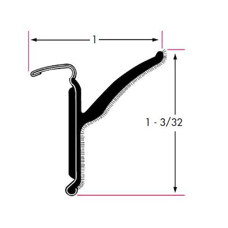 Edge Trim, Beltline With Stainless Steel Bead Rigid Flocked Lining Rubber Covered, 8 ft Length MPN:1370-4X2