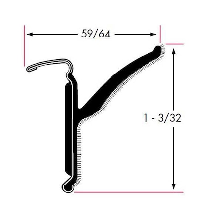 Edge Trim, Beltline With Stainless Steel Bead Rigid Flocked Lining Rubber Covered, 8 ft Length MPN:1371-4X2