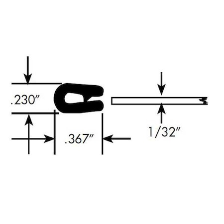 Edge Trim, PVC, 10 ft Length, 1/4 in Overall Width, Style: Edge Trim MPN:1581-10