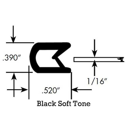 Edge Trim, PVC, 50 ft Length, 3/8 in Overall Width, Style: Edge Trim MPN:1584-50