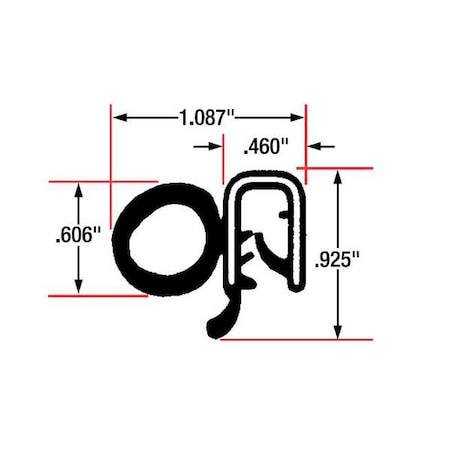 Trim Seal, EPDM, 10 ft Length, 1 1/16 in Overall Width, Style: Side Bulb MPN:1819-10