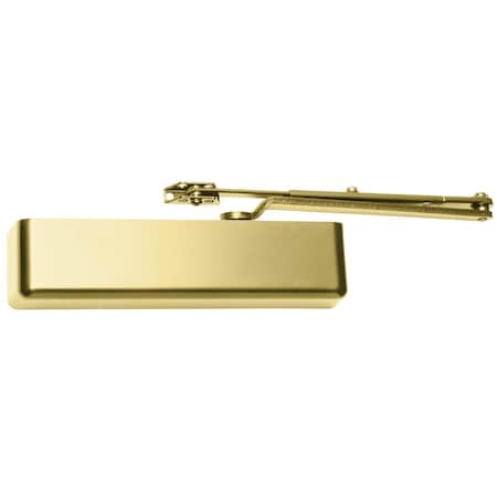 SC80 Series Medium Duty Closer, Regular Arm, with PA Bracket, SLIM Cover, Satin Brass Painted MPN:SC81A RWPA BR