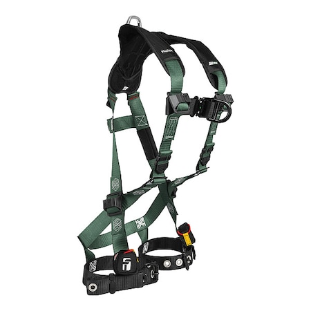 Full Body Harness, L/XL, 420 lb, Quick-Connect Chest/ Tongue Leg Straps, Back, Chest D-Ring MPN:1910FDLX