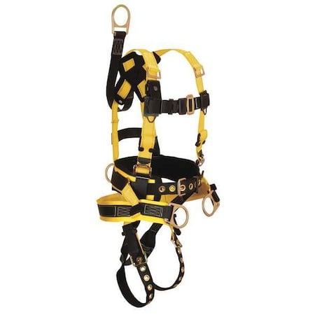 Roughneck Full Body Harness, M, 425 lb., Mating Chest/ Tongue Leg Straps, Back, Hips D-Ring MPN:8021M