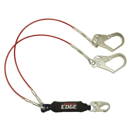 Shock Absorbing Lanyard, 6 ft. Length, Snap Hook, Steel, 2 Leg(s), 310 lb. Weight Capacity MPN:8354LEY3