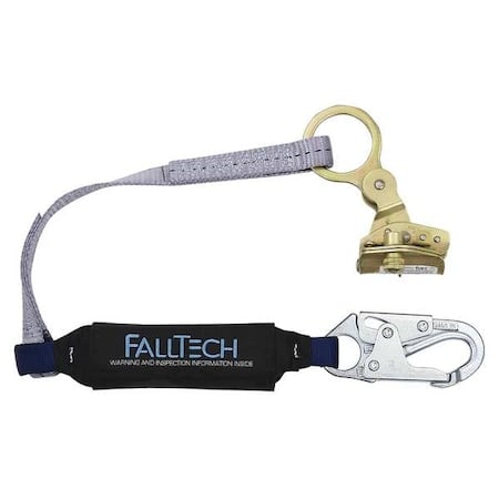 Shock-Absorbing Lanyard, 310 lb, Black, Blue, Rope Adjuster, Snap Hook MPN:8358