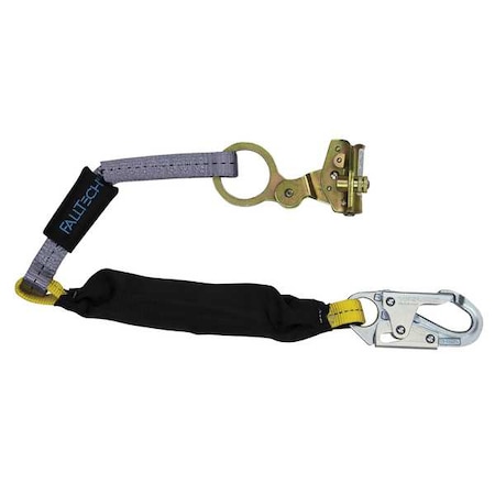 Shock-Absorbing Lanyard, 310 lb, Black, Blue, Rope Adjuster, Snap Hook MPN:8358LT