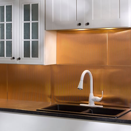 Fasade 18in x 24in Rib Polished Copper Backsplash Panel 5pk MPN:PB5225