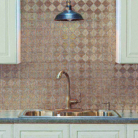 Fasade 18in x 24in Miniquattro Vintage Metal Backsplash Panel 5pk MPN:PB5334