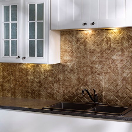 Fasade 18in x 24in Quilted Bermuda Bronze Backsplash Panel 5pk MPN:PB5417