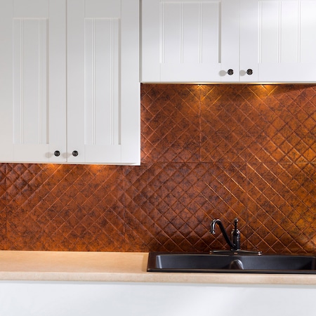 Fasade 18in x 24in Quilted Moonstone Copper Backsplash Panel 5pk MPN:PB5418