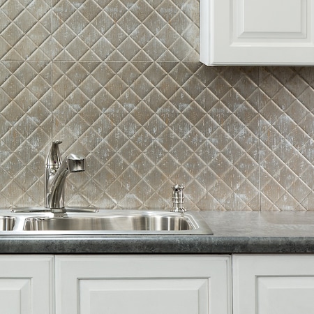 Fasade 18in x 24in Quilted Vintage Metal Backsplash Panel 5pk MPN:PB5434