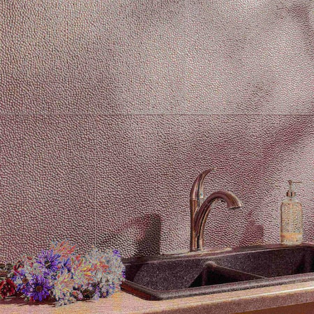 Fasade 18in x 24in Hammered Argent Silver Backsplash Panel 5pk MPN:PB5509