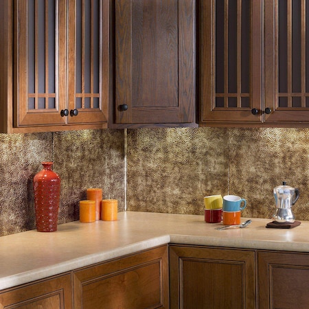 Fasade 18in x 24in Hammered Bermuda Bronze Backsplash Panel 5pk MPN:PB5517