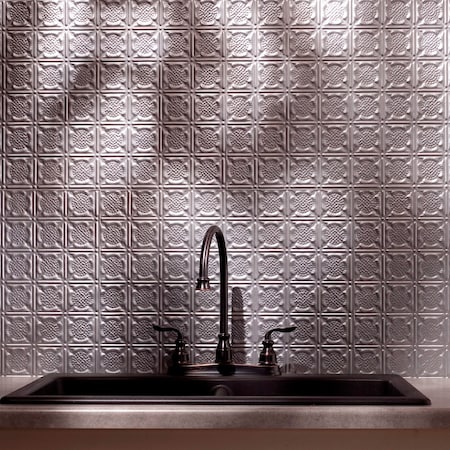Fasade 18in x 24in Traditional 6 Argent Silver Backsplash Panel 5pk MPN:PB5609