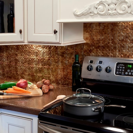 Fasade 18in x 24in Traditional 6 Bermuda Bronze Backsplash Panel 5pk MPN:PB5617