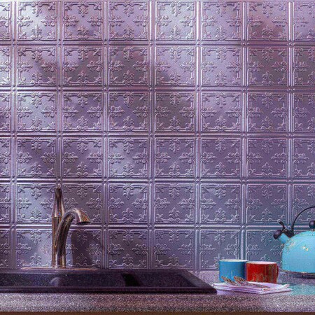 Fasade 18in x 24in Traditional 10 Argent Silver Backsplash Panel 5pk MPN:PB5709