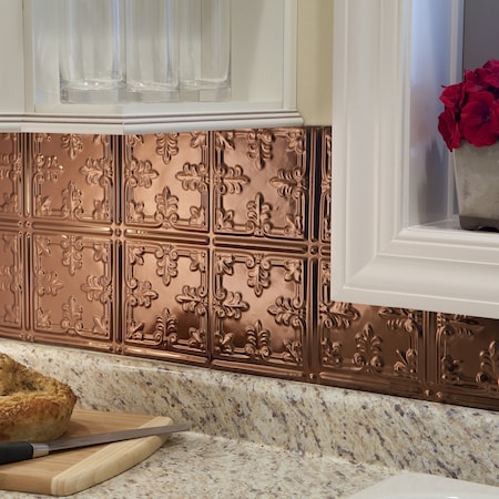 Fasade 18in x 24in Traditional 10 Polished Copper Backsplash Panel 5pk MPN:PB5725