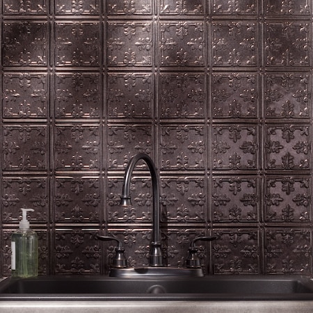 Fasade 18in x 24in Traditional 10 Smoked Pewter Backsplash Panel 5pk MPN:PB5727