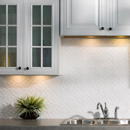 Fasade 18in x 24in Rings Matte White Backsplash Panel 5pk MPN:PB6101