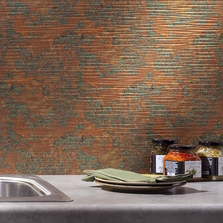 Fasade 18in x 24in Ripple Copper Fantasy Backsplash Panel 5pk MPN:PB6211