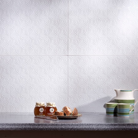 Fasade 18in x 24in Lotus Gloss White Backsplash Panel 5pk MPN:PB6300