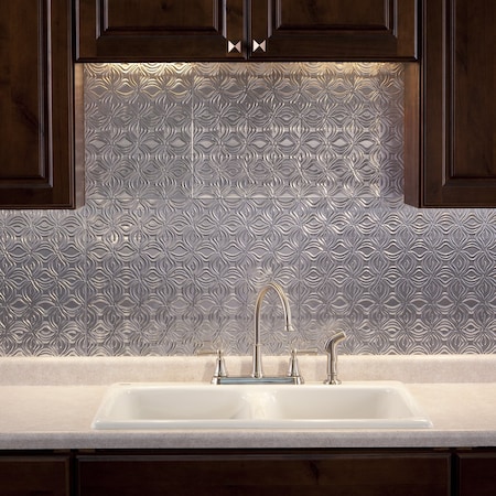 Fasade 18in x 24in Lotus Brushed Aluminum Backsplash Panel 5pk MPN:PB6308
