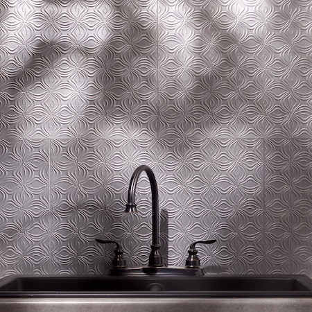 Fasade 18in x 24in Lotus Argent Silver Backsplash Panel 5pk MPN:PB6309