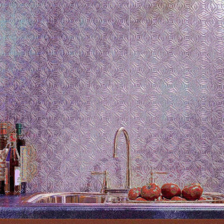 Fasade 18in x 24in Lotus Crosshatch Silver Backsplash Panel 5pk MPN:PB6321