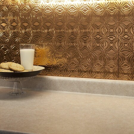 Fasade 18in x 24in Lotus Polished Copper Backsplash Panel 5pk MPN:PB6325