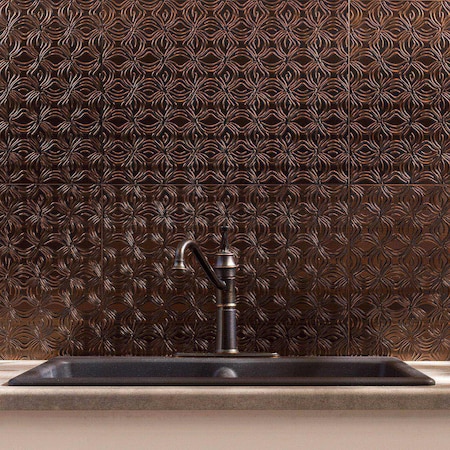 Fasade 18in x 24in Lotus Oil Rubbed Bronze Backsplash Panel 5pk MPN:PB6326