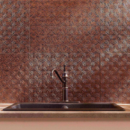 Fasade 18in x 24in Lotus Antique Bronze Backsplash Panel 5pk MPN:PB6331