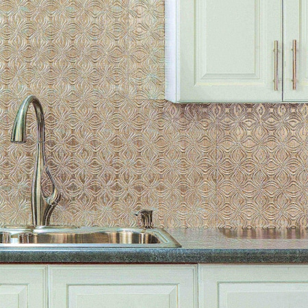 Fasade 18in x 24in Lotus Vintage Metal Backsplash Panel 5pk MPN:PB6334