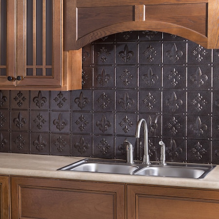 Fasade 18in x 24in Fleur-de-lis Smoked Pewter Backsplash Panel 5pk MPN:PB6627