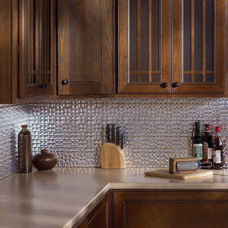 Fasade 18in x 24in Terrain Brushed Aluminum Backsplash Panel 5pk MPN:PB6708