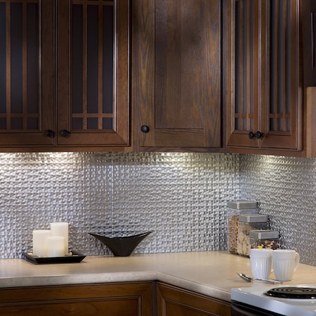 Fasade 18in x 24in Terrain Argent Silver Backsplash Panel 5pk MPN:PB6709