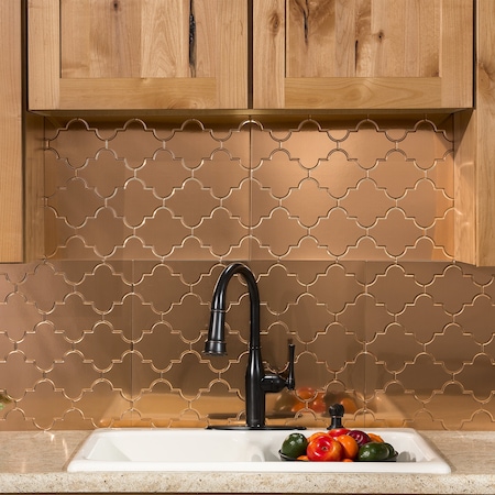 Fasade 18in x 24in Monaco Polished Copper Backsplash Panel 5pk MPN:PB6825