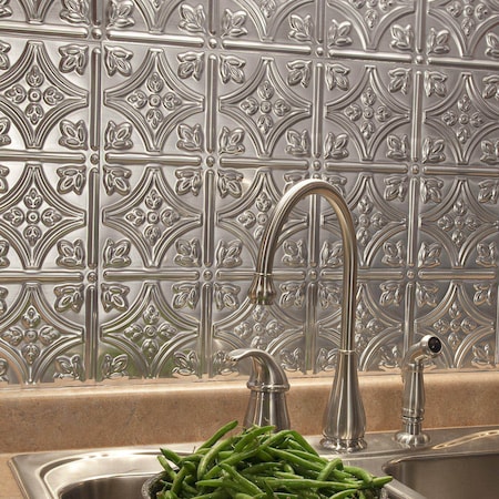 Fasade 18in x 24in Traditional 1 Brushed Aluminum Backsplash Panel 5pk MPN:PB5008