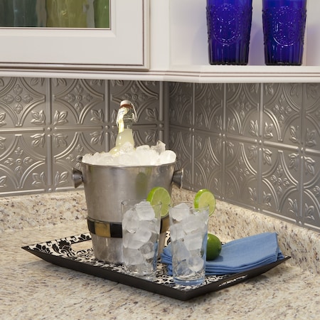 Fasade 18in x 24in Traditional 1 Argent Silver Backsplash Panel 5pk MPN:PB5009