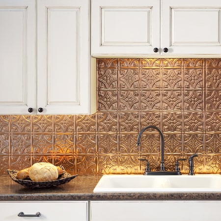 Fasade 18in x 24in Traditional 1 Polished Copper Backsplash Panel 5pk MPN:PB5025