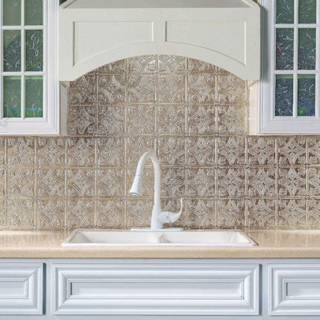 Fasade 18in x 24in Traditional 1 Vintage Metal Backsplash Panel 5pk MPN:PB5034