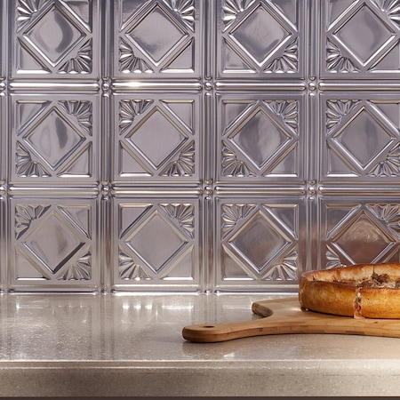 Fasade 18in x 24in Traditional 4 Brushed Aluminum Backsplash Panel 5pk MPN:PB5108