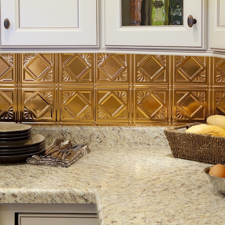 Fasade 18in x 24in Traditional 4 Polished Copper Backsplash Panel 5pk MPN:PB5125
