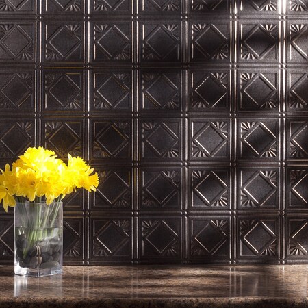 Fasade 18in x 24in Traditional 4 Smoked Pewter Backsplash Panel 5pk MPN:PB5127