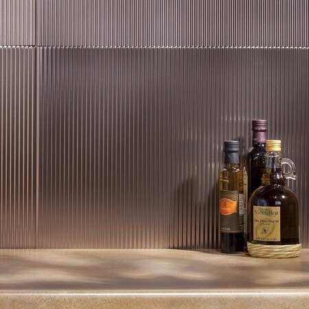 Fasade 18in x 24in Rib Brushed Nickel Backsplash Panel 5pk MPN:PB5229