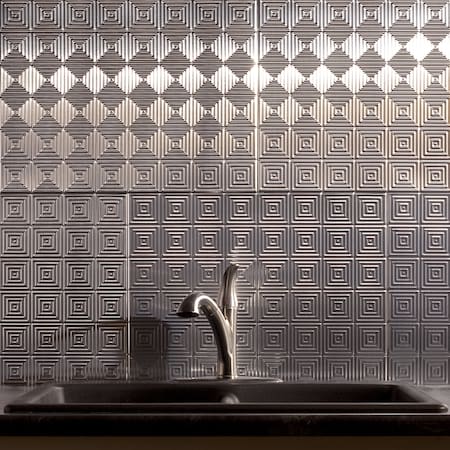 Fasade 18in x 24in Miniquattro Brushed Aluminum Backsplash Panel 5pk MPN:PB5308