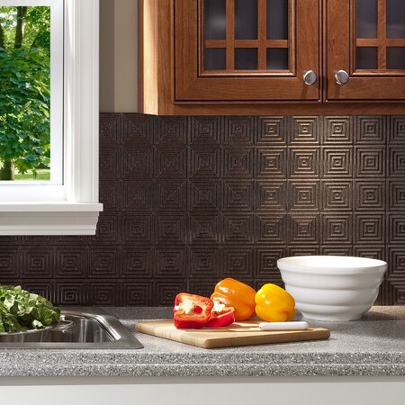 Fasade 18in x 24in Miniquattro Smoked Pewter Backsplash Panel 5pk MPN:PB5327