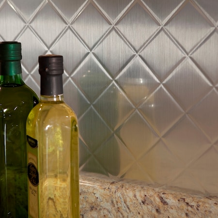 Fasade 18in x 24in Quilted Brushed Aluminum Backsplash Panel 5pk MPN:PB5408