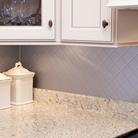 Fasade 18in x 24in Quilted Argent Silver Backsplash Panel 5pk MPN:PB5409