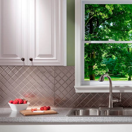 Fasade 18in x 24in Quilted Brushed Nickel Backsplash Panel 5pk MPN:PB5429